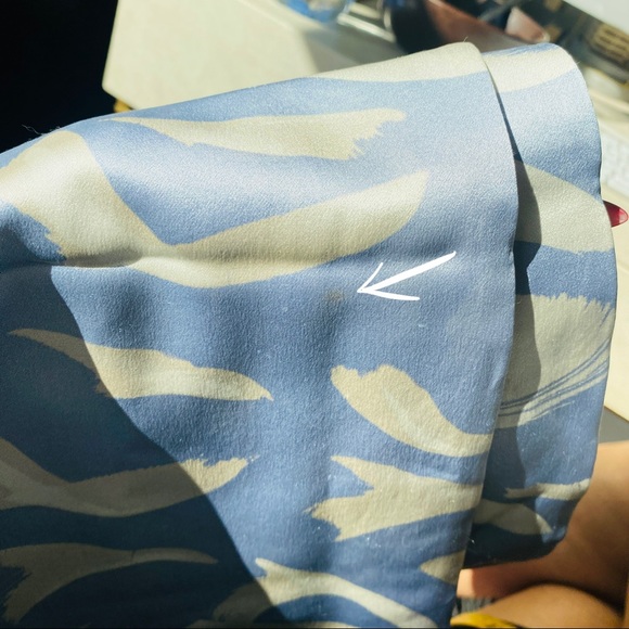 Vintage Blue & Gray Reversible Silk & Wool Scarf - Picture 13 of 13